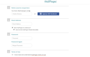 Hubpages Register for free